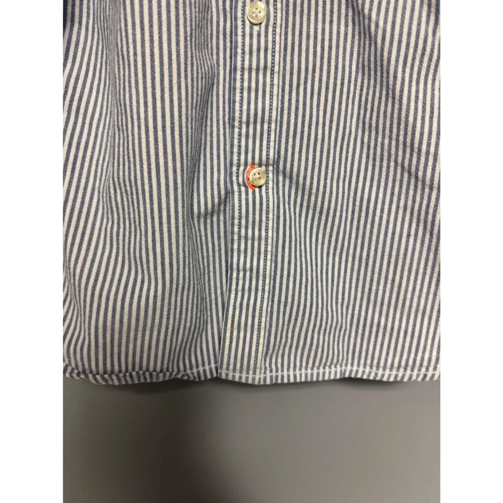 Boden Boys Blue‎ White Striped Button Down Shirt Long Sleeve Size 7-8Y 128cm